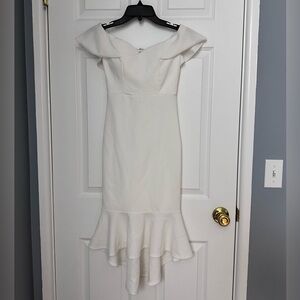 Emerald Sundae (Macys) White Ruffle Midi Dress